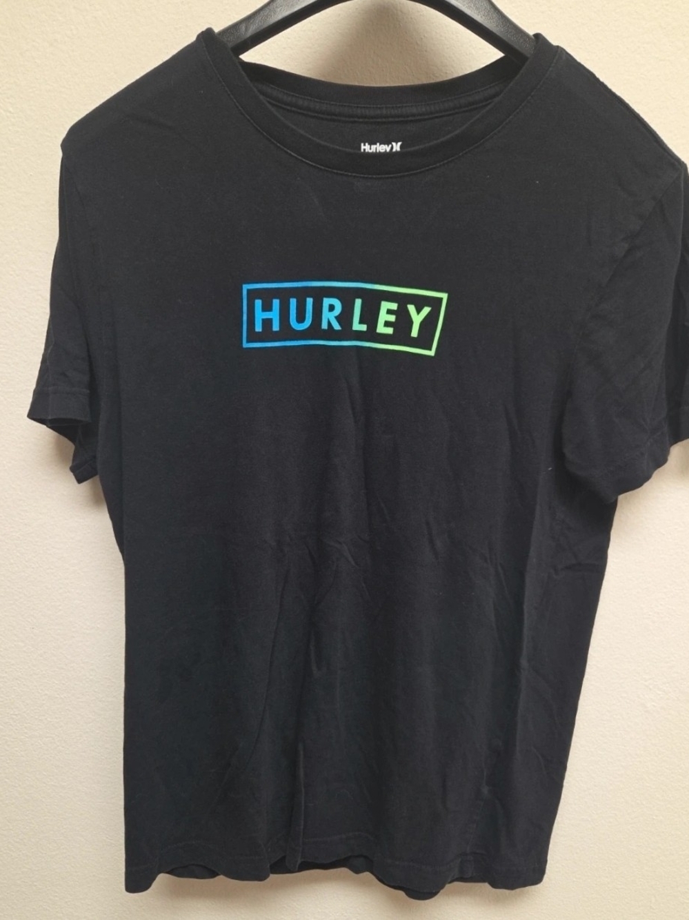 Hurley Black T-Shirt with Blue-Green Logo